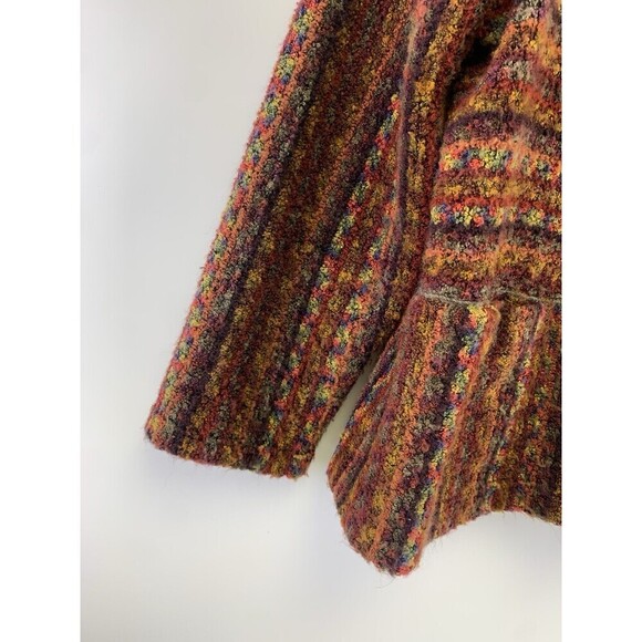 BOGO Canvasbacks Plush Knit Jacket Multi Stripe Pattern Button Shoulder Pads L - Picture 2 of 14